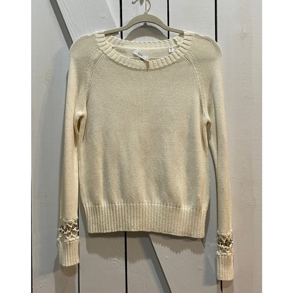 A.L.C cream knit sweater gold detailing small